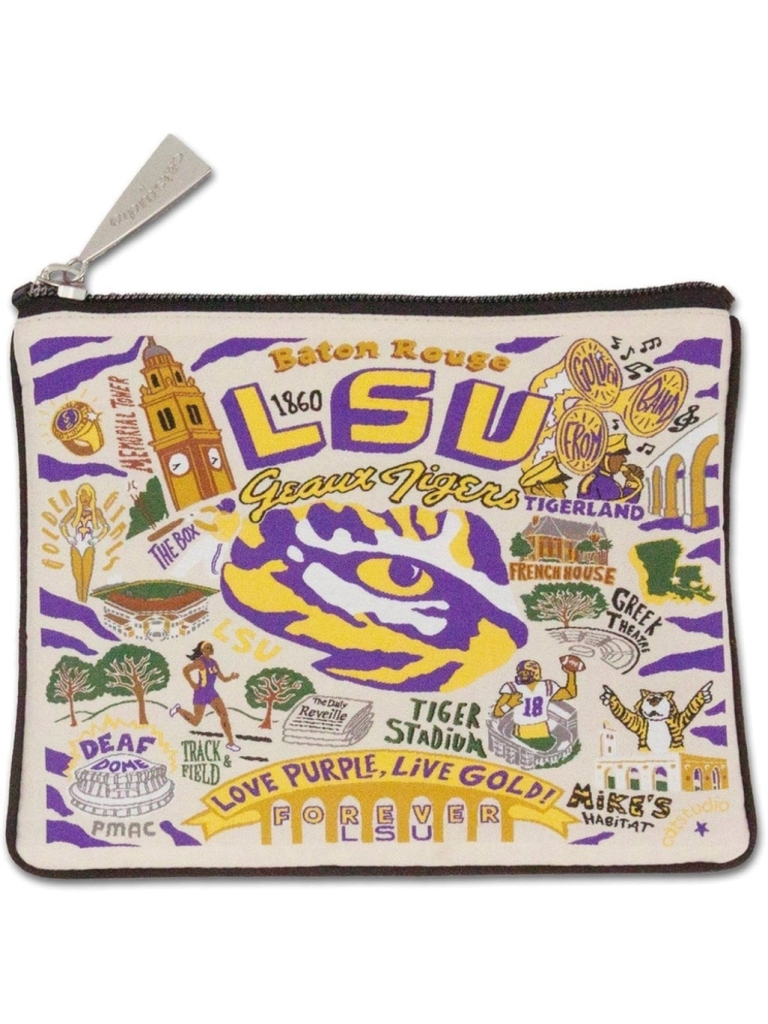 Catstudio Collegiate Lsu Louisiana State University Zipper Pouch Travel Bag Nwt